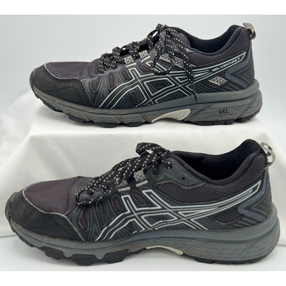 Asics Women's Gel Venture 7 Sneaker - Black / Gray - Size 6 1/2 - Running